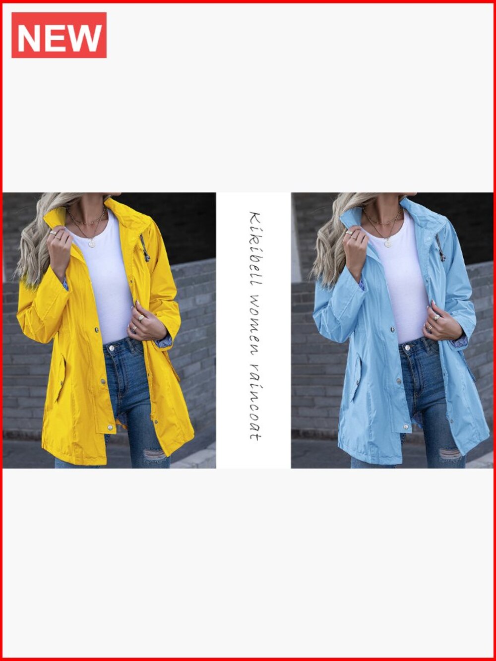 Rain Jacket Hooded Lightweight Waterproof Windbreaker Striped Lined - Picture 6 of 6